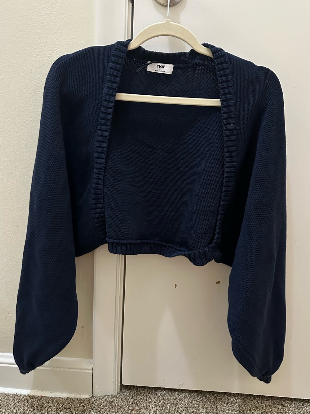 Aritzia Navy Cropped Open-Front Sweater - Picture 4 of 6